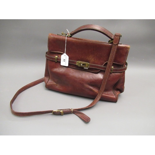 53 - Texier ladies French tan leather handbag