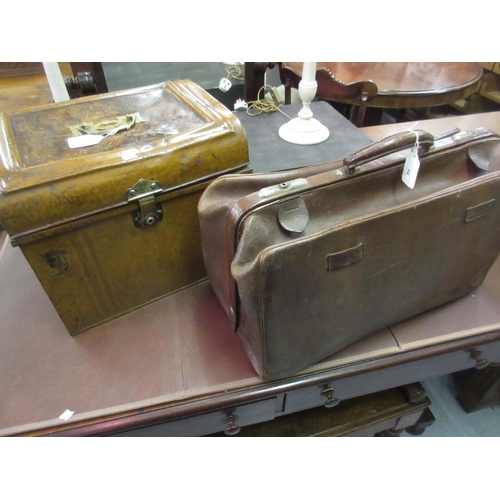 54 - Early 20th Century leather holdall together with a 19th Century tin hat box