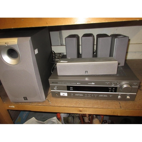 58 - Yamaha amplifier HTR-554ORDS with five surround sound speakers and subwoofer (minus remote control)
