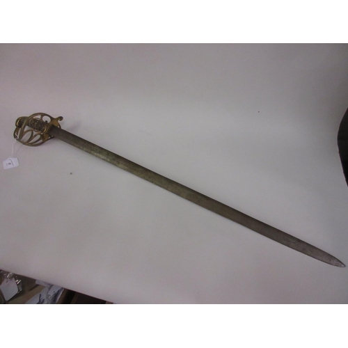 61 - Victorian officer's dress sword hilt with shagreen grip mounted with a later 31.5in steel blade