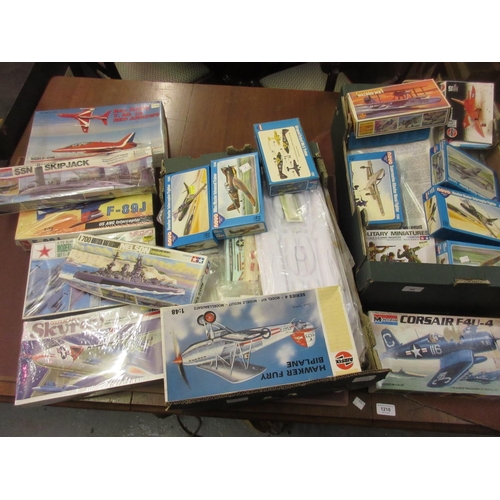 66 - Two boxes containing a quantity of various boxed aircraft construction kits including:- Monogram, Ta... 