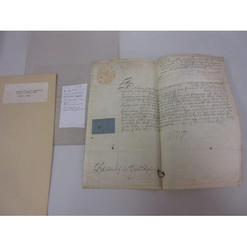 76 - Vellum document signed George (of Denmark), 24th December 1705, appointing Richard Griffith as Capta... 