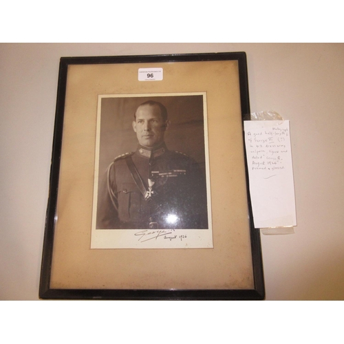 96 - Portrait photograph, signed George R., August 1926, 7.5ins x 6ins approximately, framed