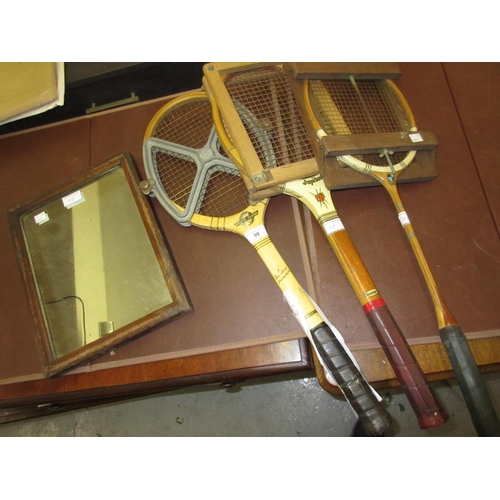 99 - Dunlop White Flash tennis racket with press, Slazenger Jupiter tennis racket with press and a Varsit... 