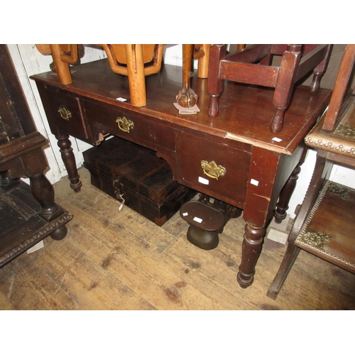 1242 - Late 19th / early 20th Century writing / dressing table having moulded top above three drawers with ... 