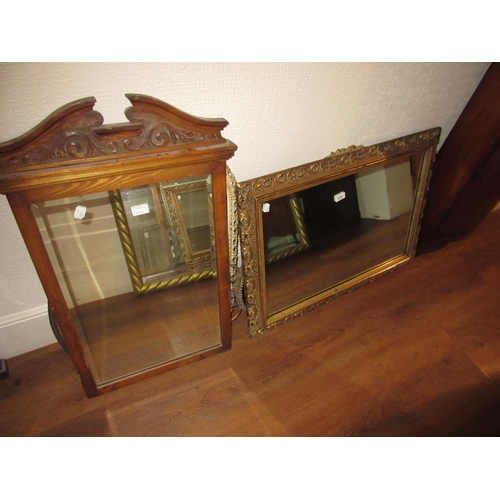 1272 - Rectangular gilt framed wall mirror with pierced   iron frame, 31ins x 22ins together with a rectang... 
