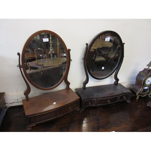 1284 - 19th Century walnut rectangular swing frame dressing table mirror with two moulded jewel drawers on ... 