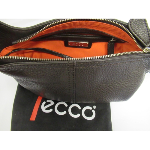 13 - Ecco black leather handbag with chrome fittings, 11ins wide, with dust bag