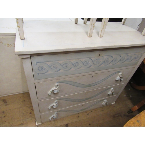 1550 - Suite of painted bedroom furniture comprising:  a pair of two drawer bedside cabinets, four drawer c... 