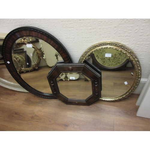 1580 - Small 1930's octagonal oak framed wall mirror together with an oval gilt framed mirror and an oval l... 