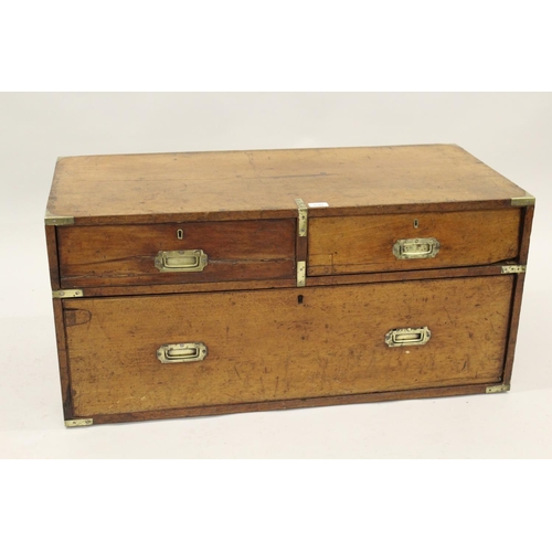 1593 - 19th Century mahogany and brass bound campaign chest (upper section only)