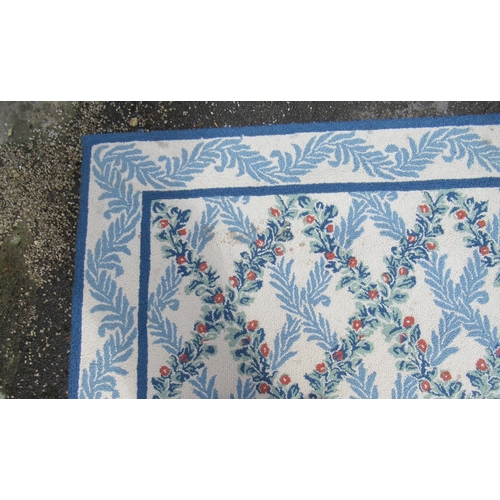 9 - Very large modern Chinese machine woven carpet with an all-over blue floral lattice design on an ivo... 