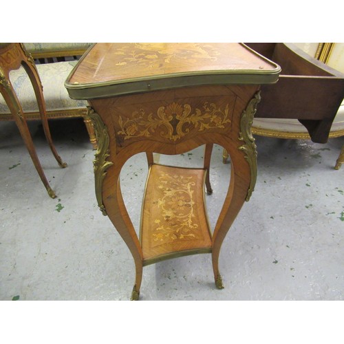1557 - 19th Century French Kingwood marquetry inlaid and ormolu mounted shaped top side table with a single... 