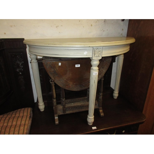 Painted half round side table on turned supports in antique Barnebys