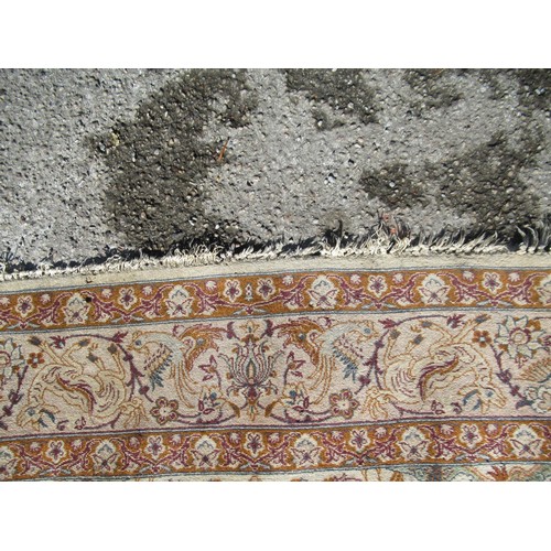 25 - Indo Persian rug of all-over floral and bird design with multiple borders on a beige ground, approxi... 