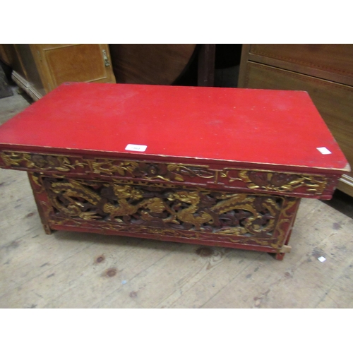 1968 - Late 19th / early 20th Century Chinese carved gilt and red lacquer rectangular occasional table, 28i... 