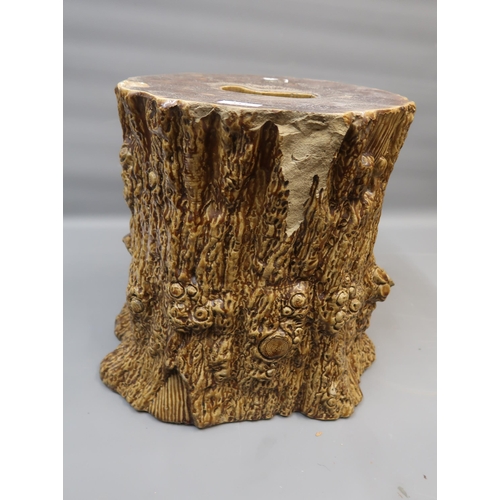 443 - Late 19th / Early 20th Century stoneware salt glazed garden seat in a form of a tree trunk (at fault... 