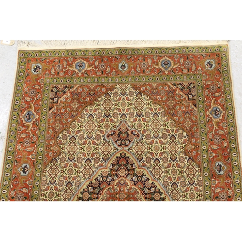 45 - Small Indo-Persian rug with a lobed medallion and all over Herati design on a ivory ground with bric... 