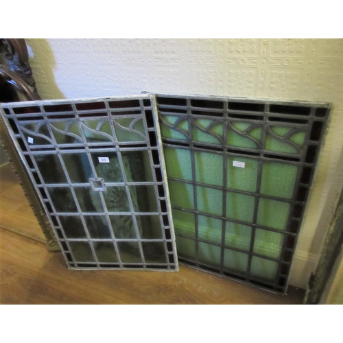 1879 - Pair of late 19th / early 20th Century coloured and leaded glass window / door panes (one set with p... 