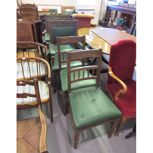 1895 - Set of four (two plus two) 19th Century oak dining chairs