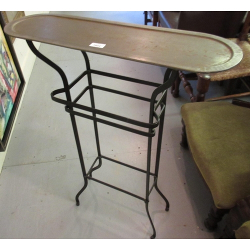 1904 - Black painted ironwork tray top washstand with integral towel rail