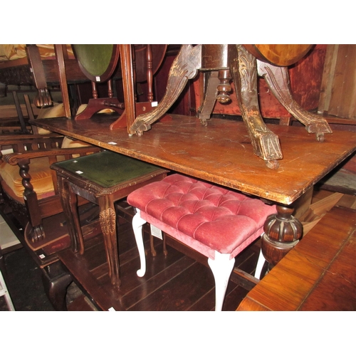 1917 - Reproduction rectangular oak refectory style dining table on baluster turned end supports