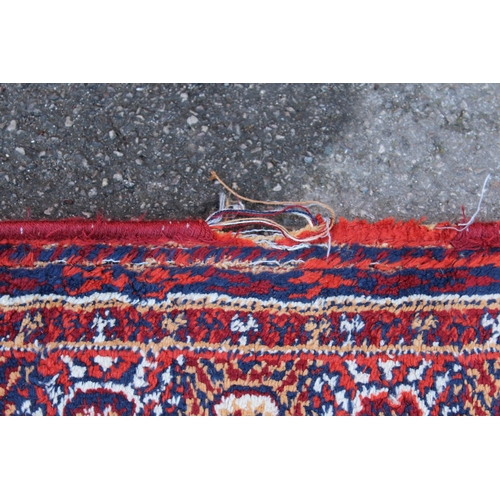 34 - Machine woven rug of Turkoman design, 7ft 4ins x 5ft 8ins approximately, together with a similar sma... 