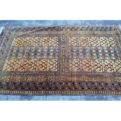 42 - Afghan Ersari gold ground rug, 6ft 6ins x 3ft 8ins approximately, together with a small South West P... 