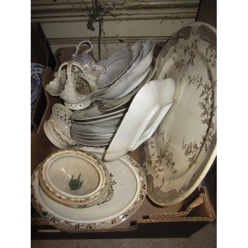 436 - Two boxes containing a quantity of 19th Century dinnerware etc.