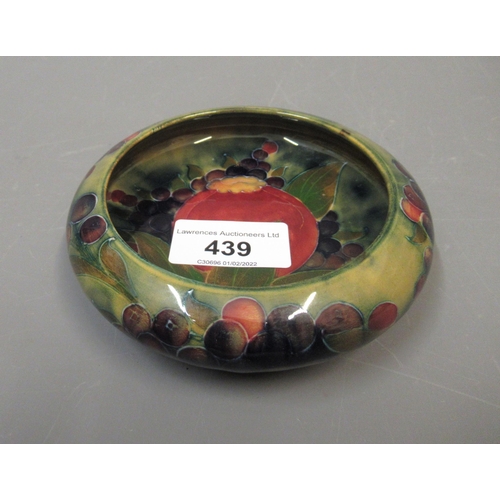 439 - Small Moorcroft circular shallow dish in pomegranate design, painted signature and date 1912, 4.5ins... 