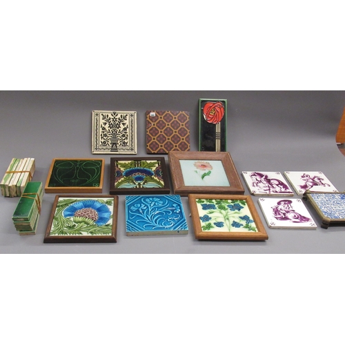 454 - Box containing a quantity of 19th Century and later reproduction tiles by Minton and others