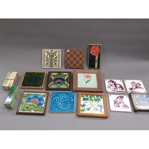 454 - Box containing a quantity of 19th Century and later reproduction tiles by Minton and others