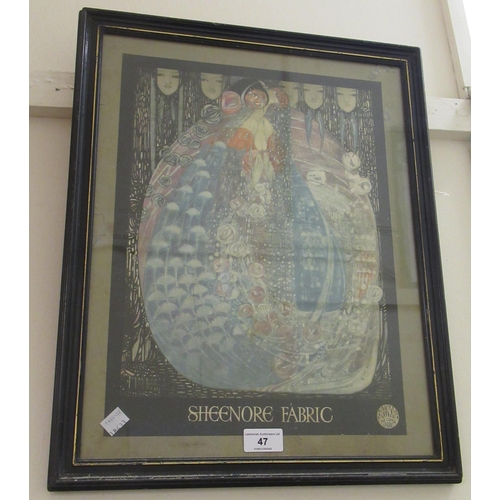 47 - After Margaret MacDonald Mackintosh printed advertising poster for Sheenore fabric, 15.75ins x 11.75... 