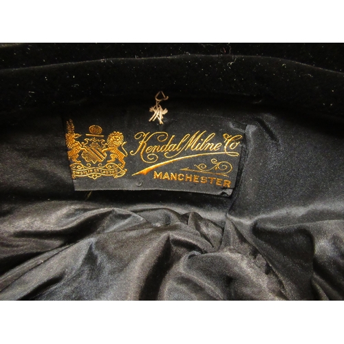 47 - Ladies black velvet and feather hat by Kendal Milne & Company, Manchester