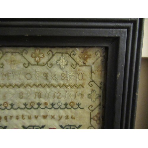 45 - George III needlework and motto sampler, signed Martha Coates, October 9th 1811, 11ins x 10.5ins (da... 