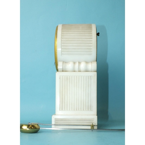 136 - Viner & Co, Regent St, London, a white marble mantel timepiece, the carved reeded case of plinth... 