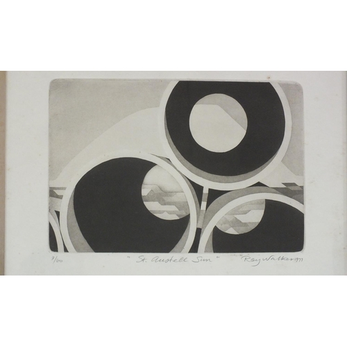 57 - Roy Walker (1936-2001) 'St Austell Moon', a limited-edition signed etching, dated 1977, 10/60, 32 x ... 