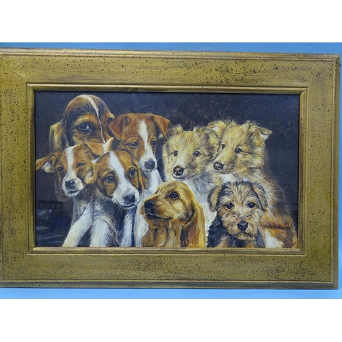 5 - Ruth Walker ANYONE SEEN THE DOG WARDEN? Signed oil, dated '03, titled label, 34 x 58.5cm.... 