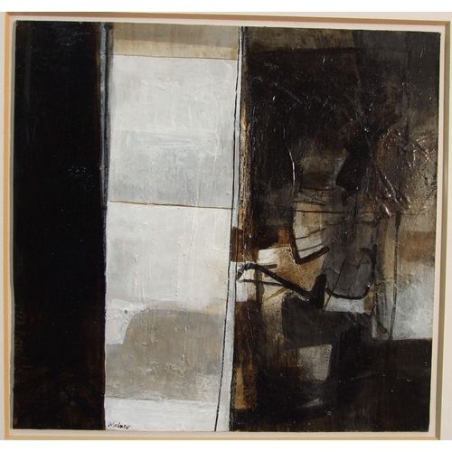 10 - Robert Woolner (b.1946) ABSTRACT, OUT LATE Signed mixed media on panel, 27 x 28.3cm, titled and date... 