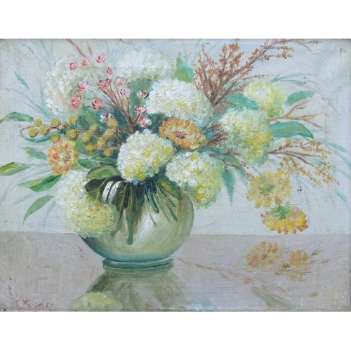 12 - F Kovacs (Early-20th century Continental School) STILL LIFE, VASE OF FLOWERS Signed oil on canvas, 3... 