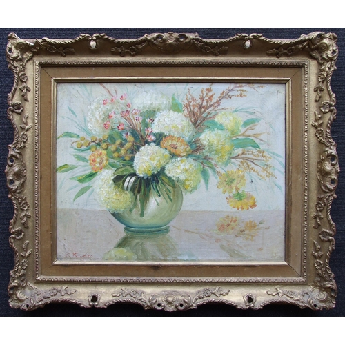 12 - F Kovacs (Early-20th century Continental School) STILL LIFE, VASE OF FLOWERS Signed oil on canvas, 3... 