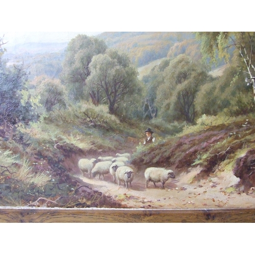 15 - M H NEAR REIGATE Oil on canvas, signed with monogram, dated 1893, 29.5 x 60cm, (small hole in sky ar... 