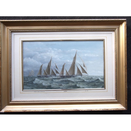 2 - Luke LOWESTOFT TRAWLERS ON CHOPPY SEAS Signed oil painting, date '85, titled and dated on mount,  27... 