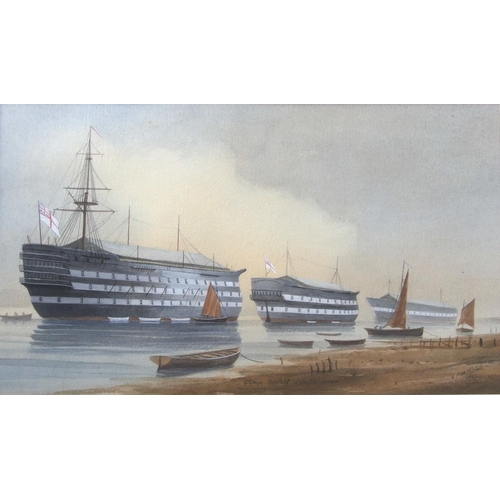 43 - William Frederick Mitchell (1845-1914) HM SHIPS EXCELLENT, CALCUTTA & VERNON Signed watercolour,... 