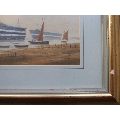 43 - William Frederick Mitchell (1845-1914) HM SHIPS EXCELLENT, CALCUTTA & VERNON Signed watercolour,... 