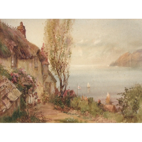 45 - Walter Henry Sweet (1889-1943) SHELLY'S COTTAGE, LYNMOUTH Signed watercolour, titled label verso, 26... 