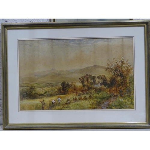 57 - William Widgery (1822-1893) FIGURES HARVESTING Signed watercolour, 42.5 x 69cm, together with an unf... 