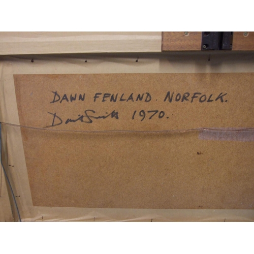30 - David Smith (20th century) DAWN, FENLAND, NORFOLK Unsigned oil painting on hardboard, titled, inscri... 