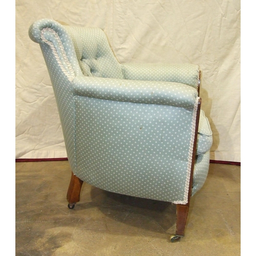 1 - An Edwardian upholstered tub armchair.