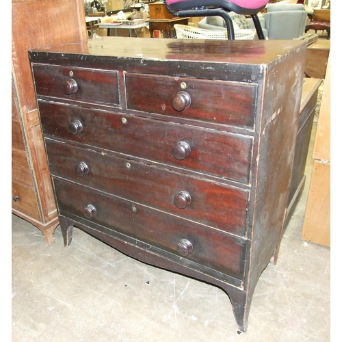11 - A Georgian mahogany chest of five drawers, on bracket feet, 103cm wide, 104cm high.